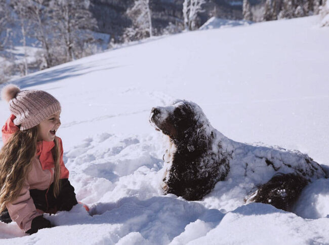 Winterspass im Schnee auf der Alm